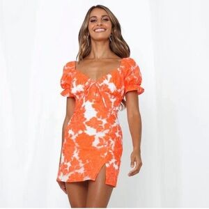 Hello Molly Orange and White dress—XS